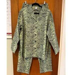 Alexander Del Rossa set Medium snake green lounge pyjamas flannel cotton‎ coord